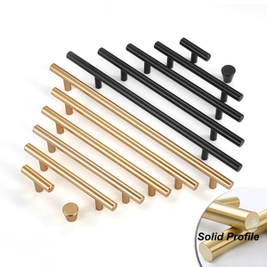 Cabinet Handles BBDHOME Aluminium Profile Solid Metal Hardware Furniture Kitchen Door Pull Handle Matt Black Gold Knob Cabinet Handles 1meter T
