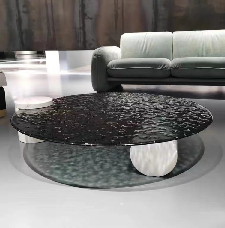 8mm Tempered Glass Coffee Side Tables Stainless Steel Living Room Art Furniture