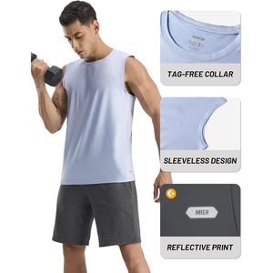Men's Sporty Crew Neck Tank Top Quick Dry Breathable Ultra Soft 100% Polyester 180g Fabric <b>Athletic</b> Gym Running Tee - Product Image 5
