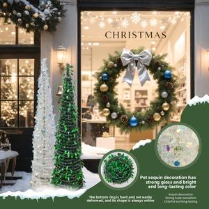 Árbol de Navidad Plegable de 150cm/5FT al por Mayor con Luces LED Preinstaladas <span class=keywords><strong>y</strong></span> Adornos de Estrellas para Pedidos al por Mayor - Product Image 3