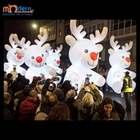 Renne Rudolph gonflable lumineux de 3,5 m avec impression numérique et ventilateur intégré pour les défilés de Noël en extérieur et la publicité