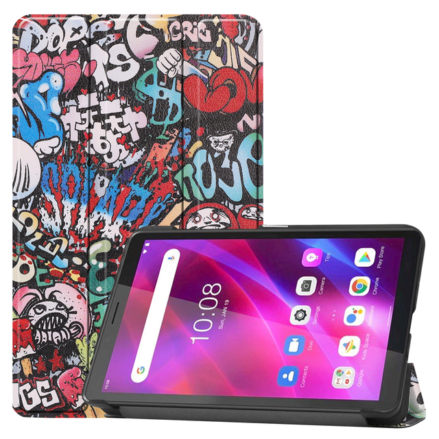 Simple Cartoon Printing Trifold Folio Stand Flip Tablet Case 10.5 Inch Pu Leather Perfect Protection High Quality for Tab M7