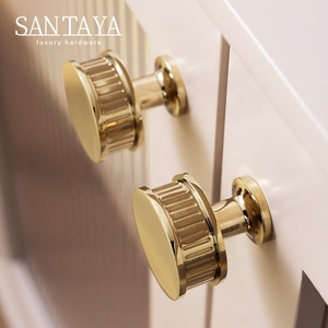 Santaya Solid Brass Luxury Furniture Handle Ribbed Romance Style PVD <strong>Gold</strong> T-Bar Kitchen <strong>Cabinet</strong> Pull Wardrobe Door Copper <strong>Knob</strong> - Product Image 6