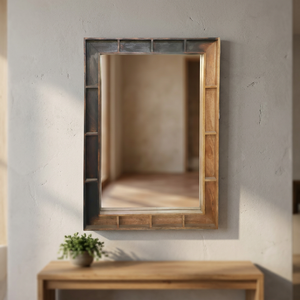 Handcrafted Mid Century Modern Round Wood <b>Framed</b> Wall-Mounted Mirror Home Decor | OEM Custom Wholesale MOQ 50 Pcs - Product Image 3