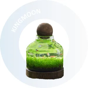 Kingmoon โมเดิร์นเรียบง่าย DIY ป่าชาวไร่แก้ว Terrarium ไม้งานแต่งงานแจกันแก้วใสโต๊ะกลม