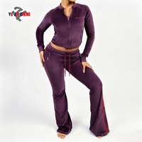 Ensemble de survêtement rayé en velours vintage 2 pièces pour femme : veste zippée en velours et pantalon droit, idéal pour les grandes tailles