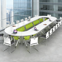 Table de formation moderne pour salle de classe, salle de conférence, bureau de formation pliable avec structure métallique