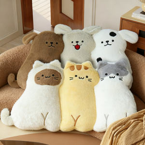 หมอนตุ๊กตาขนยาวลายแมวและสุนัข (ดีไซน์แบบ Patchwork) หมอนอิงตุ๊กตาขนยาวลายแมวและสุนัขสำหรับตกแต่งบ้าน - Product Image 1