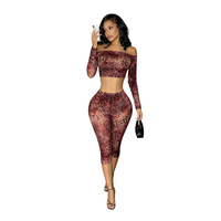 Nouvel ensemble imprimé en maille style Lolita MZ88718 en stock – Article transfrontalier très populaire – T-shirt à manches longues pour femme