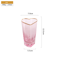 Ensemble de vin en forme de coeur rose simple avec bord doré gobelet à vin rouge verre à champagne verre à jus européen grand