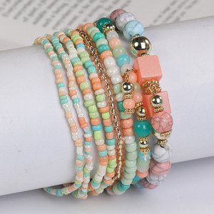 Set di Braccialetti Boho Multistrato con Perline, Bracciali Elastici Vintage alla Moda per Donna, Gioielli per Feste e Uso Quotidiano - Product Image 5