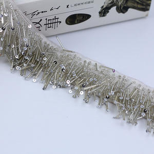 사용자 정의 크리스탈 페르시 레이스 프린지 트림 수제 스팽글 비즈 술 프린지 레이스 의류 액세서리 - Product Image 3