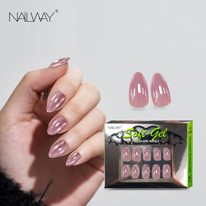 Nailway Moyen Amande Brillant Métallique Brillant <span class=keywords><strong>Faux</strong></span> Ongles Glacé <span class=keywords><strong>Faux</strong></span> Ongles Chrome Gel Press On Nails - Product Image 1