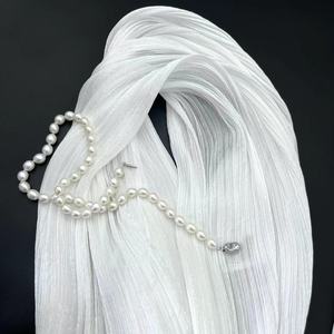 Tissu en <span class=keywords><strong>voile</strong></span> de tulle plissé transparent en polyester recyclé brillant effet crêpe scintillant pour vêtements de mariage - Product Image 2