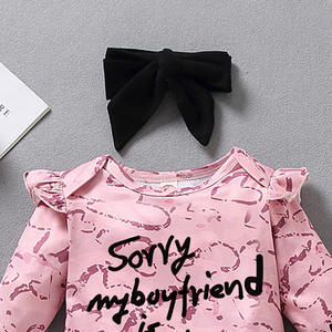 Ropa de Invierno para Bebés, Conjuntos de Romper Casuales de Algodón para Niñas con Pantalones Negros de China - Product Image 3