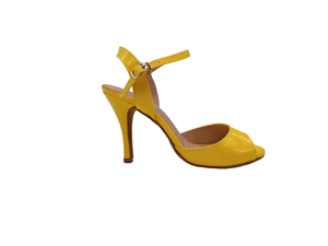 Evkoodance - Zapatos de Baile Latinos de Salsa, Tango y Salón para Mujer, Tacón de 8.5 cm, Suela de Cuero y Gamuza Amarilla, para Deportes de Baile - Product Image 4