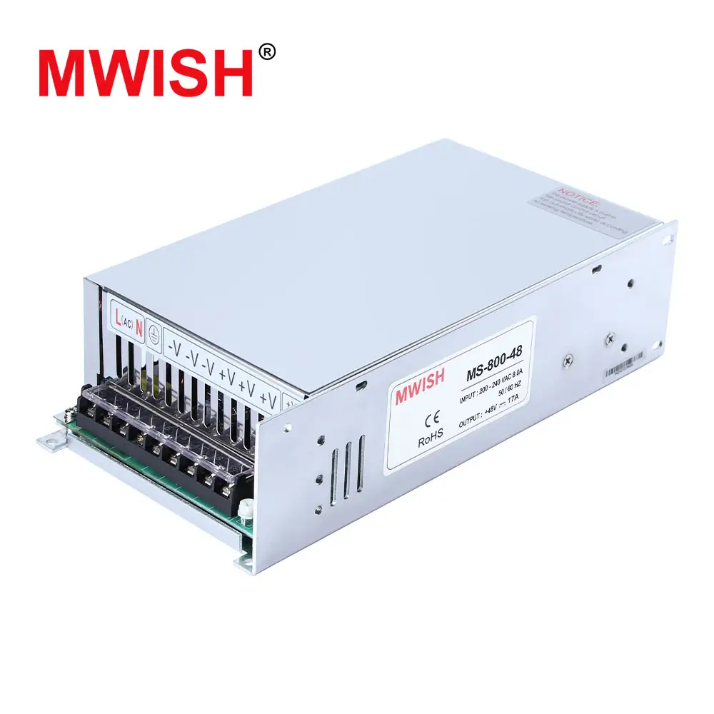 An toàn và đáng tin cậy mwish Ms-800-48 800W 48V 16.7a tuabin gió lớn điện kích thước nhỏ SMPS chuyển đổi cung cấp điện mỏng