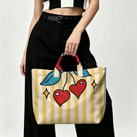 Sac fourre-tout en PVC transparent imperméable motif Cœur Cerise, sac de plage, pochette, sac à main avec nœud, sac de rangement