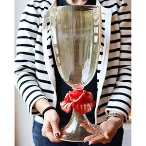 Jarrón de Cristal Hecho a Mano Bennyudine Gabbiani, Diseño Moderno, Color Oro Rosa Puro, para Comedor, Escritorio, Fiestas o Bodas - Product Image 3