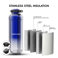 Thermos à eau de 615 ml en acier inoxydable, bouteille isolée sous vide, couvercle à ouverture à une main, finition or rose, bouteille portable pour boissons en plein air