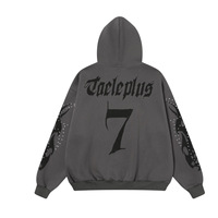 2025 automne hommes nouveau américain rétro solide à capuche veste coupe ample tricoté impression numérique flamme strass fermeture éclair hiver