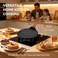 Poêle à crêpes antiadhésive en aluminium moulé sous pression, poêle plate multi-tailles pour cuisinière, usage domestique et professionnel, vente en gros