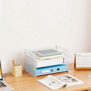 Paper Letter <b>Tray</b> with Handle 3 Tier Metal Mesh Desk <b>File</b> Organizer A4 Paper Filing <b>Trays</b>, Desk Tidy Magazine Document Holder - Product Image 6