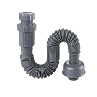 Accessoires de plomberie pour salle de bain, tuyau d'évacuation universel pour lavabo, gris foncé, anti-odeur, tuyau d'évacuation extensible pour lavabo