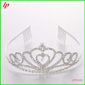 Couronne de mariée en alliage en forme de cœur avec strass, bandeau pour enterrement de vie de jeune fille, banquet de mariage LPP4416 - Product Image 1