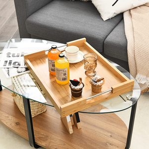 Bandeja para <span class=keywords><strong>TV</strong></span>, mesa auxiliar plegable de bambú con asas de acero, mesa portátil de madera para aperitivos, bandejas plegables de bambú para <span class=keywords><strong>TV</strong></span> para comer - Product Image 6