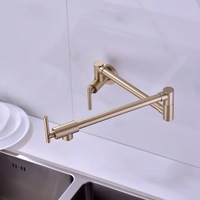 Robinet de cuisine/salle de bain mural monocommande en acier inoxydable 304 brossé, avec douchette latérale, eau chaude/froide, design contemporain