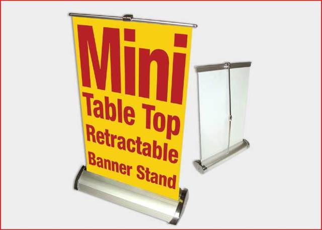 Customizable A3/A4 Mini Desktop Retractable Banner Stand Portable Aluminum Frame Roll up Banner for Exhibition Display Use
