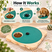 Gamelle interactive rotative en bois pour animaux de compagnie avec bol en acier inoxydable pour chats et chiens – Vente en gros