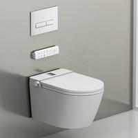 WC intelligent électrique de luxe professionnel moderne avec bidet intégré, automatique, blanc/gris, à sortie verticale allongée