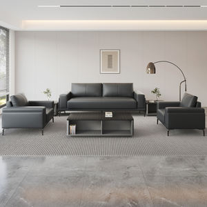 लक्जरी काले चेस्टरफील्ड चमड़े के सोफे घर कार्यालय हॉल और कार्यालय उपयोग के लिए सरल डिजाइन - Product Image 3