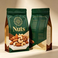 Op maat gemaakte platte bodem pouch met ritssluiting, vochtbestendige verpakking voor gemengde noten, gedroogd fruit en gezonde snacks.