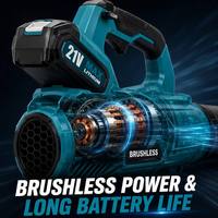 Souffleur sans fil professionnel 21V sans balais, ventilateur turbo haute vitesse 150 MPH 320 CFM avec batterie 4.0Ah pour le nettoyage des jardins et des chantiers