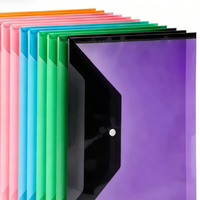 Porte-documents en plastique transparent A4 avec logo personnalisé imprimable, fermeture à bouton, sac de rangement pour documents pour l'école et le bureau