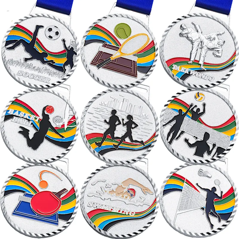 China 3d/2d Custom Voetbal Gymnastiek Marathon Voetbal Medailles Medailles Met Lint Gepersonaliseerde Medaille