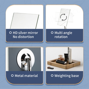 Miroir simple face de vanité de maquillage de bureau de salle de bains de luxe avec la base de stockage de table de support - Product Image 2