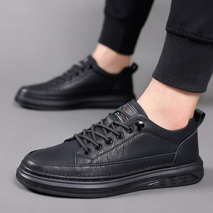 Men's Casual Leather Sneakers <b>Low</b> <b>Heel</b> Solid Color Stitching Tassels Leisure Wear Wenzhou Origin - Product Image 2