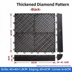 Baldosas Modulares para <span class=keywords><strong>Piso</strong></span> de Garaje, Antideslizantes, Ecológicas, Impermeables, de PP Encastrables, Color Negro - Product Image 4