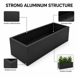 SEEYES Aluminum Planter <b>Pot</b> Outdoor <b>Rectangular</b> Metal <b>Flower</b> Box Raised Garden Bed Supplies Custom OEM ODM - Product Image 3