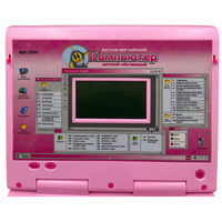 Ordinateur portable éducatif pour enfants bilingue anglais-russe, jouet d'apprentissage avec 35 activités musicales et jeux, noir et rose