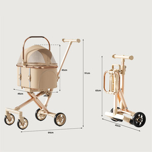 Cochecito para Mascotas, Gatos y Perros Pequeños, Transportín para Exteriores con Cubierta <span class=keywords><strong>de</strong></span> Malla, Carrito Plegable Desmontable, Carritos para Mascotas, Cochecito para Perros - Product Image 6