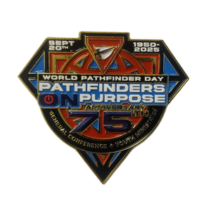 Dia Mundial do Explorador 2025: Pins Adventistas de Metal em Estoque – Fundição em Ferro e Zinco, Banhados a Ouro, Impressão 3D Personalizada e Técnica de Esmalte - Product Image 1