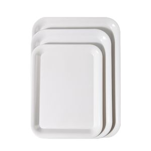 Bandejas para servir al precio de fábrica de China al por mayor bandeja para servir comida de plástico rectangular blanco liso melamina 100% - Product Image 1