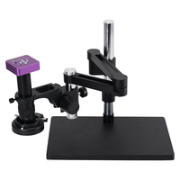 Mikroskop Industri Fleksibel dengan Lengan Ayun 51MP, Kamera 1080P 60FPS, Lensa C-mount 180x, Lampu LED 144, Mikroskop untuk Perbaikan Ponsel