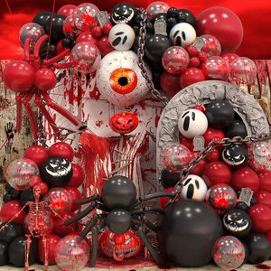 Kit de Arco de Globos de Látex Rojos para Halloween, Decoración de Fiesta con Araña Negra y Blanca, Calavera, Estrella, Fantasma, Vampiro, Horror - Product Image 3