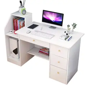simple design wooden computer with three drawews study and office desk